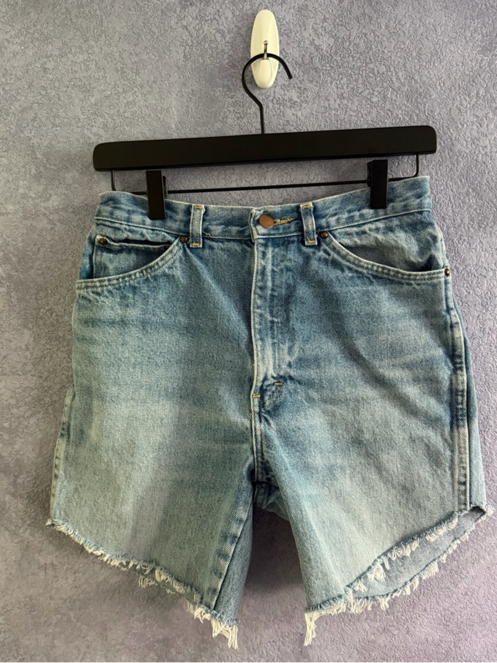 Vintage Parallel Lines Frayed Denim Shorts (Used — Excellent) • Size: Fits XS